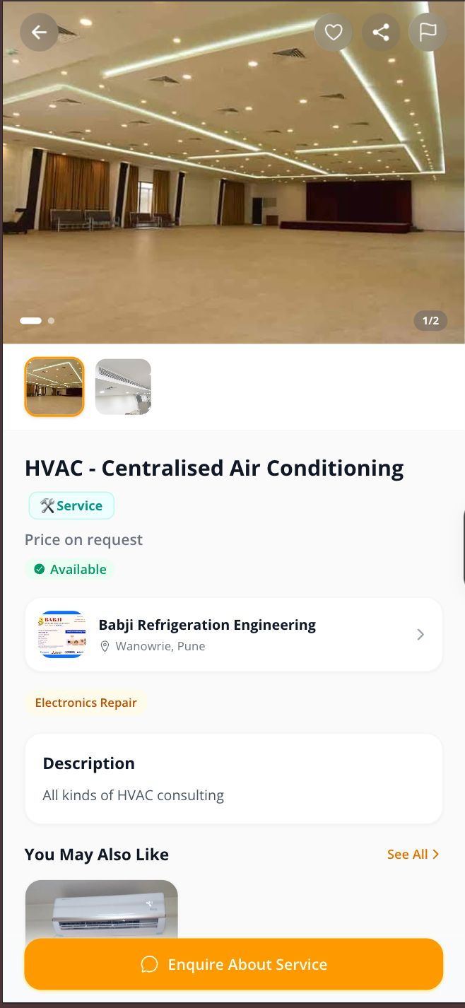 Tijarah service listing for centralised air conditioning